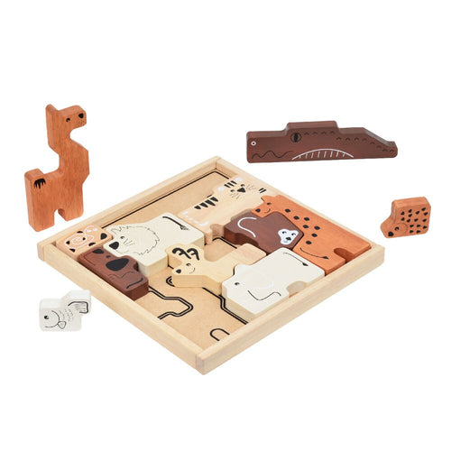 Blue Ribbon Animal Tray Puzzle with removable wooden animal pieces